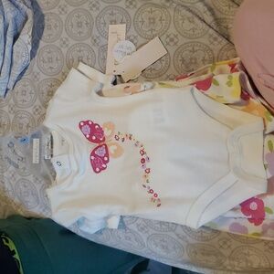 White Baby Onesie with Pink Butterfly Design Set